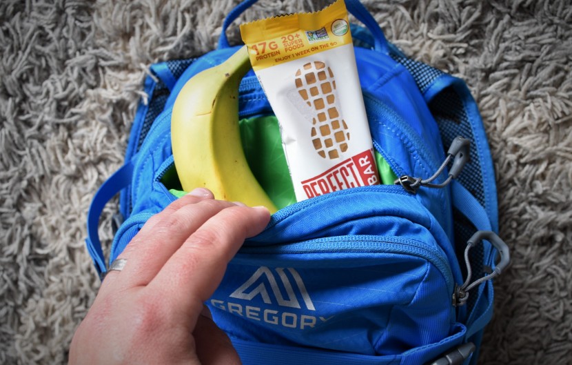 the convenient top zipper pocket is a handy spot to stash snacks...