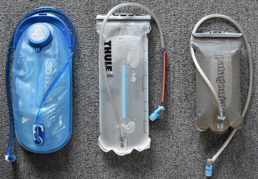 patagonia nine trails 14l - the 2-liter water capacity (far right) is one of the smallest in our...