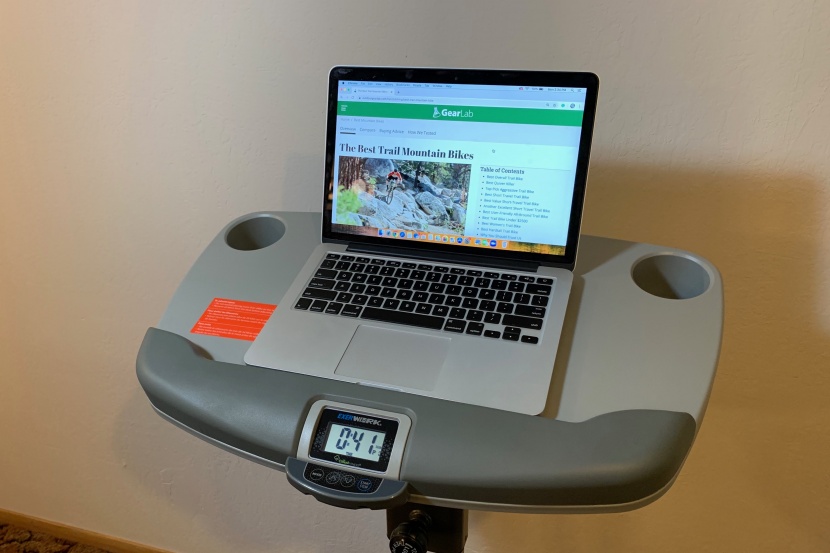 exerpeutic exerwork 2000i folding exercise desk bike - the highly adjustable desktop is one of the best features of the...