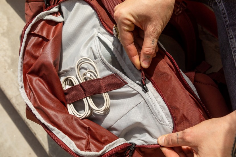 rei co-op ruckpack 40 - this sneaky zipper pocket is a great spot to hide your valuables.