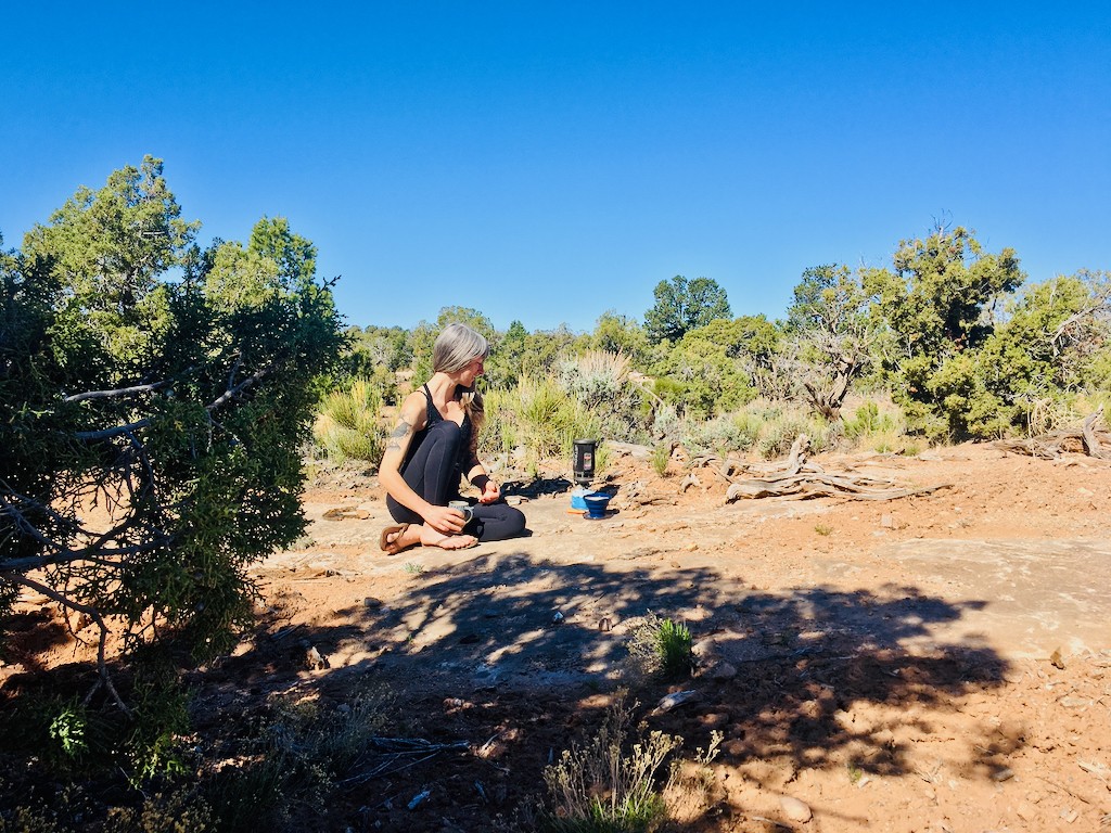 gsi outdoors collapsible java drip - our lead reviewer patiently waiting for the water to boil to make...