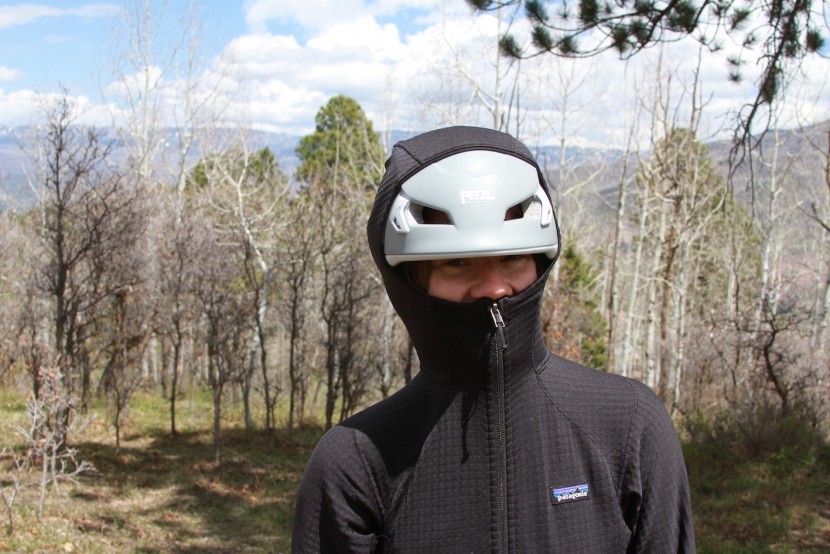 patagonia r1 full zip hoody for women - the hood fits over (hardly) a helmet as well as under it. during...