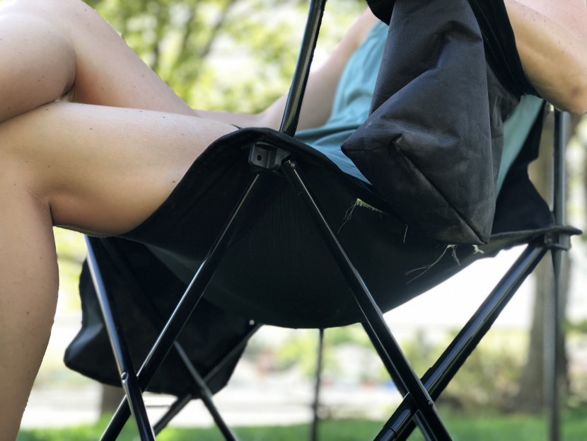 amazon basics portable camping chair - a taller back and higher seat make this chair more comfortable for...