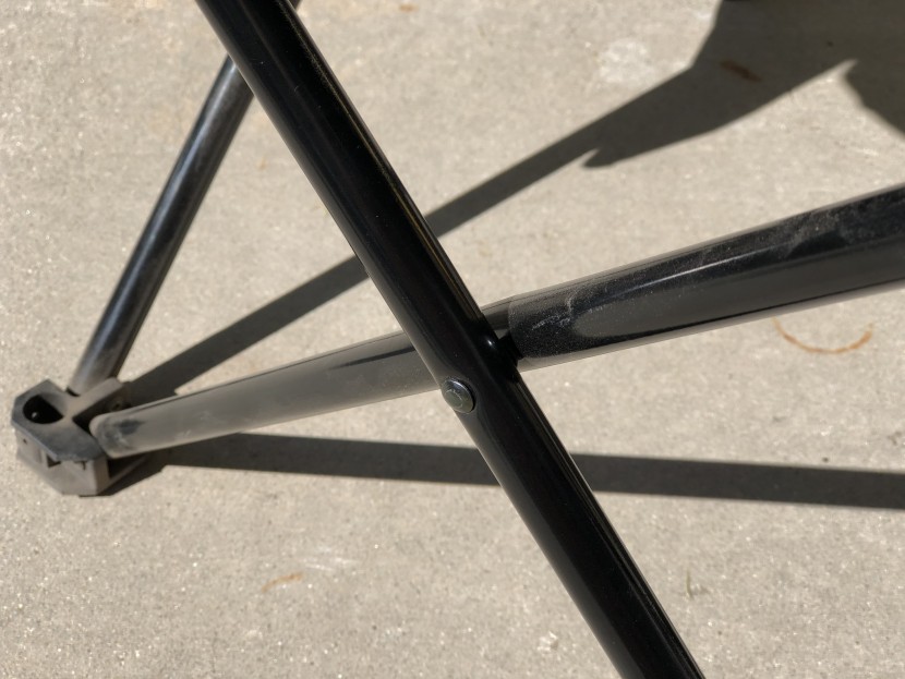 amazon basics portable camping chair - there's more movement in these joints and poles than we'd like...