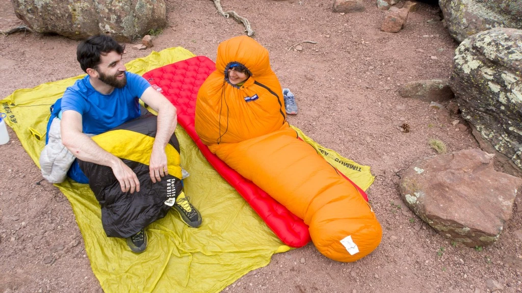 ultralight sleeping bag - our testers enjoying themselves while comparing/contrasting the...