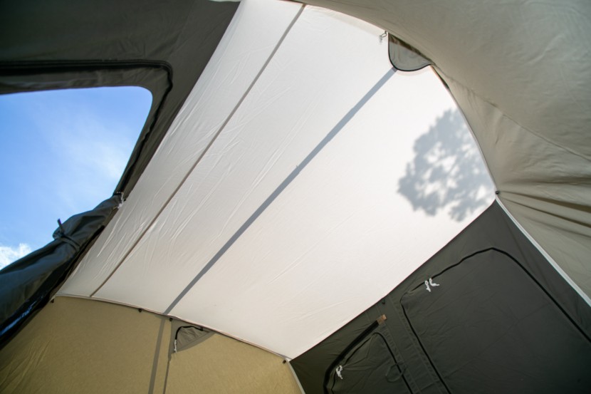 kodiak canvas 6-person flex-bow - great ambient light, little heat.  looking skyward inside the...