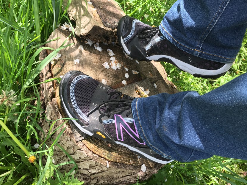 new balance minimus trail 10v1 for women - testing traction on a backyard balance beam--and stoked on the...