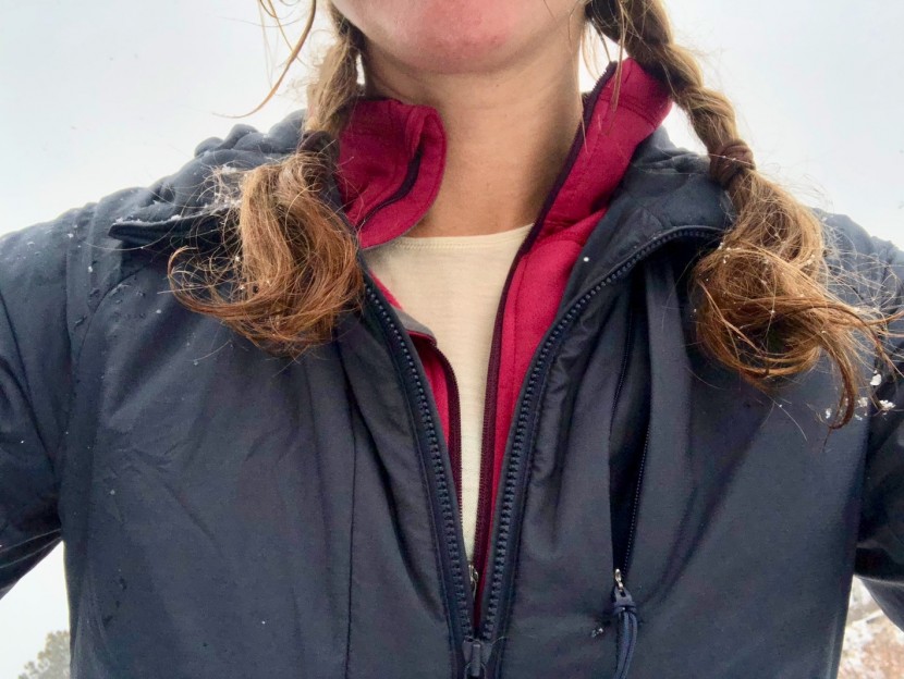 mountain hardwear kor cirrus hybrid hoody for women - to optimize warmth in the winter, we layered appropriately. here we...