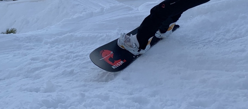 weston japow - this board does a good job of biting into firmer snow.
