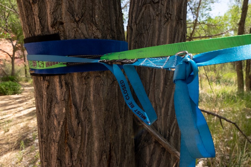 slackline industries aggro line - the safety backups are nice for peace of mind. no-one wants a hunk...