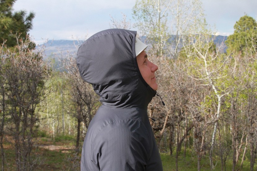 mountain hardwear kor cirrus hybrid hoody for women - the hood is helmet-compatible, but the chin is a little lower when...