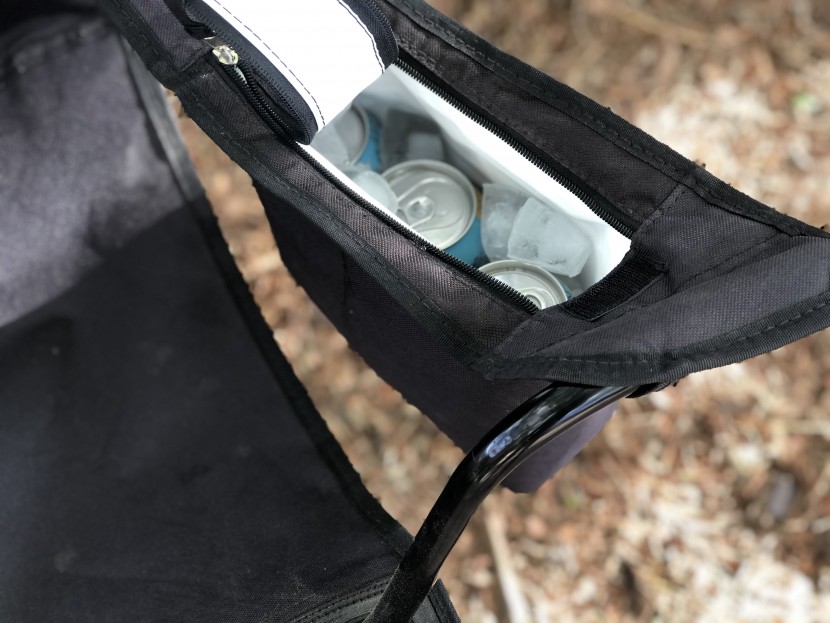 amazon basics portable camping chair - built-in cooler? well, it's not like we'd say no to that...