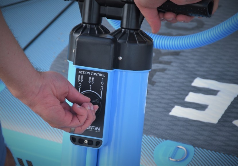 the bluefin and red paddle co sups both include dual chamber pumps...