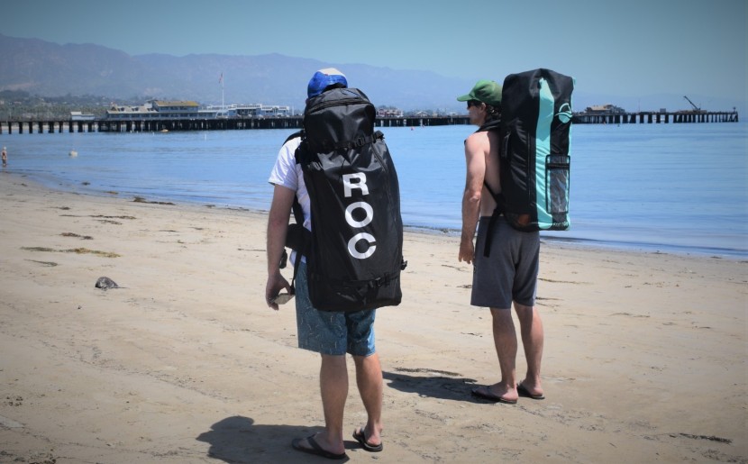the roc's included carrying case (left) has comfortable backpacks...