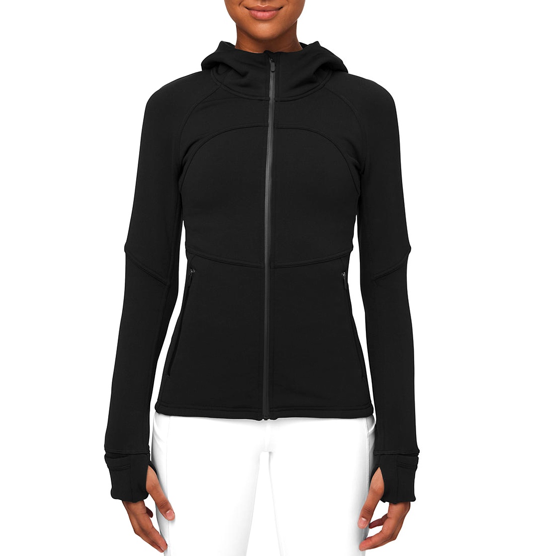 NWT Lululemon Black Textured Fleece Full Zip Jacket Size 6