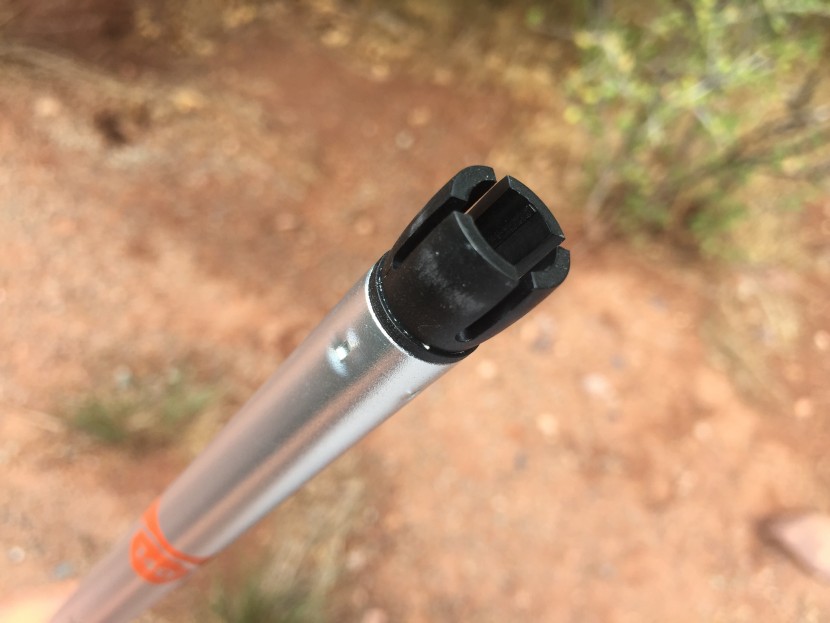 rei co-op trailbreak - a close-up of an aluminum shaft section on the rei trailbreak.