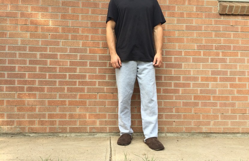 sweatpants mens - enjoying the soft fruit of the loom fleece on a warm day.