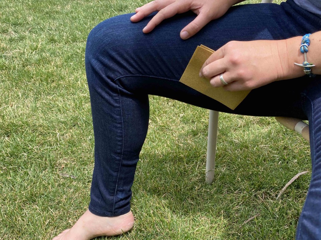 jeans womens - we rubbed sandpaper on hems and fabric to test durability.