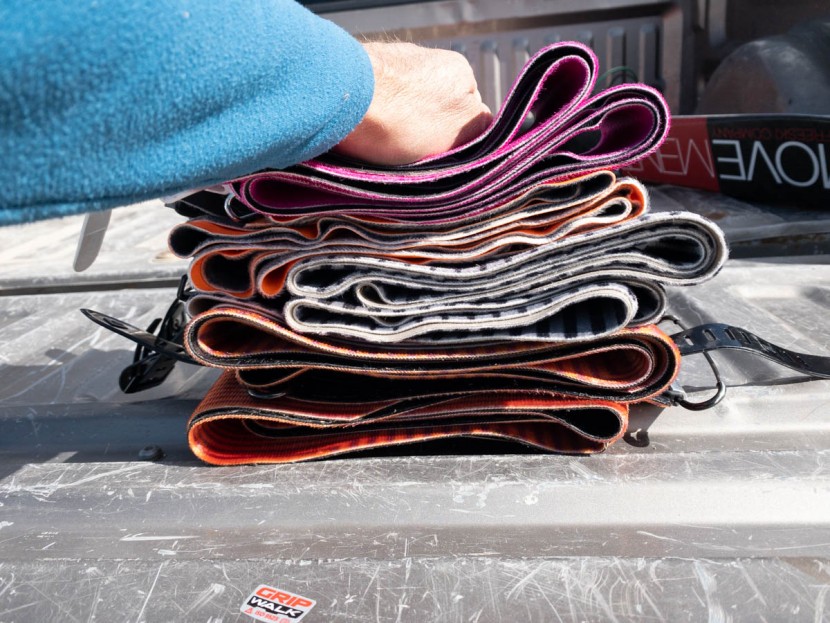 pomoca free pro 2.0 - comparative bulk of some different skin options. top to bottom:...