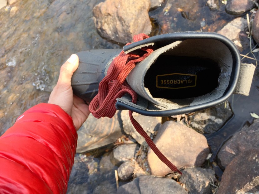 lacrosse aero timber top 8&quot; for women - due to the holes at the base of the tongue, water leaked instantly...