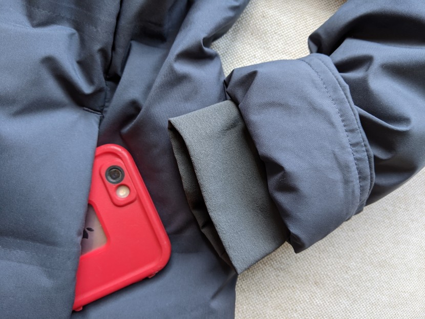the microfleece-lined pockets fit hands and phones, and the sleeves...