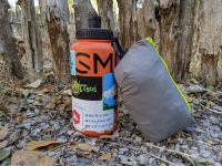 Smaller than your standard Nalgene bottle, and about 1/7 of the...