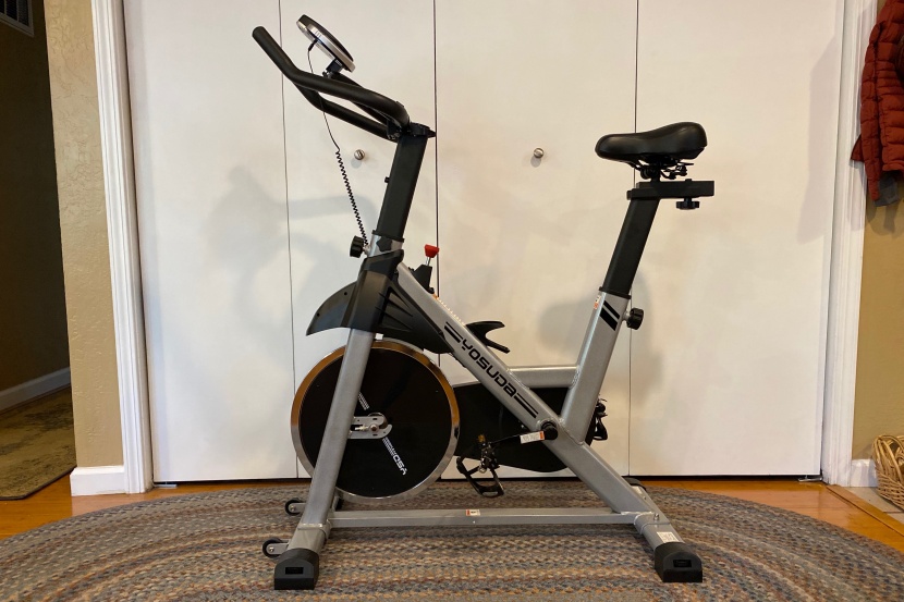 yosuda indoor cycling bike - the seat is adjustable up and down and fore and aft, and the...