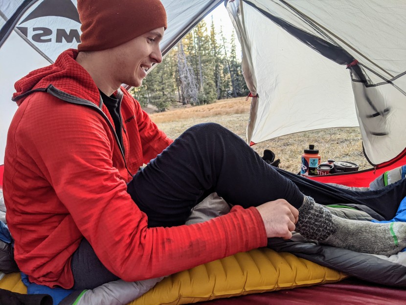 carhartt base force lightweight bottoms - warm and lightweight enough to perfectly fit our fall backpacing...