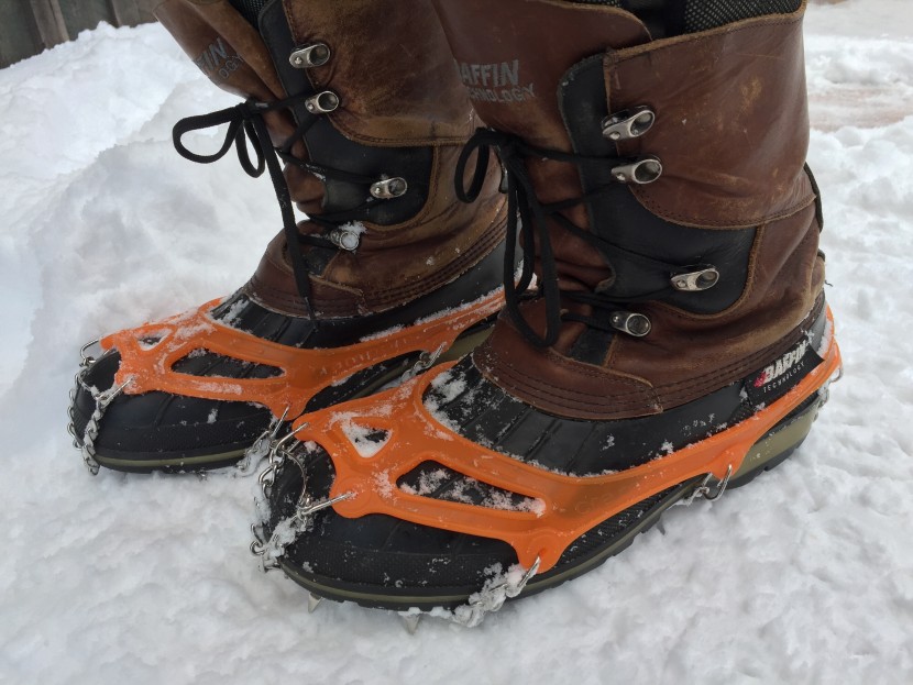 snow grips - all of the crampon-style grips look like this when put on correctly...