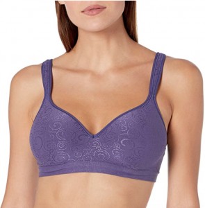 Women's Full Figure Lace Brassiere Beauty Back Smoothing  Everyday T-Shirt Bra Push Up Padded Wireless Daily Bras Purple : Sports &  Outdoors