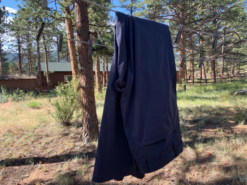 pants mens - hang drying the rhone commuter pants.
