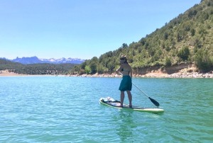 On a windy day at the Ridgway Reservoir, the Lanzom Fedora stayed on...
