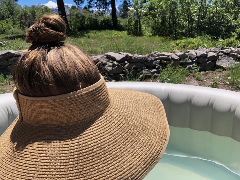 hat womens - when lounging in our outdoor hot tub in sunny weather, the...