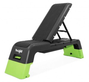 Yes4All Adjustable Aerobic Step Platform, 40 in x 16 in with 4 Risers,  Black and Green