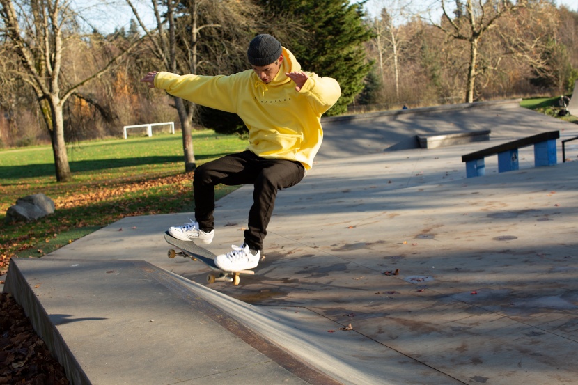 skate shoes - popping into a frontside nose blunt in the lakai carroll, which is...