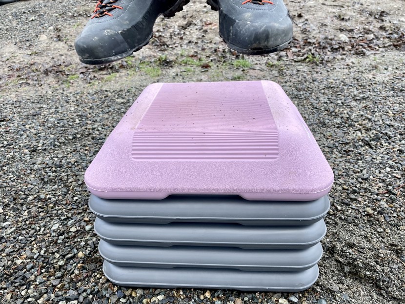 exercise step platform - we found that most steps stayed put on a gravel surface.