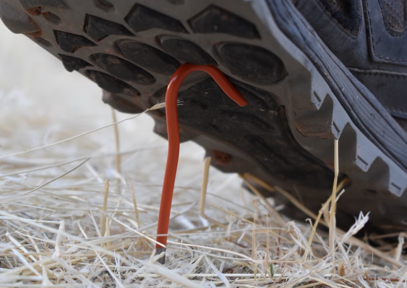 tent stakes - using a boot and body weight to install the vargo ti in firm ground...