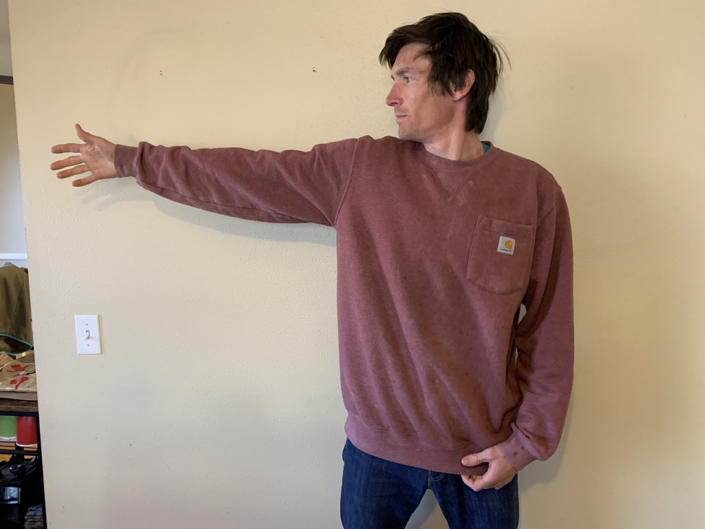 sweater mens - the carhartt crew neck runs about a full size larger than average.