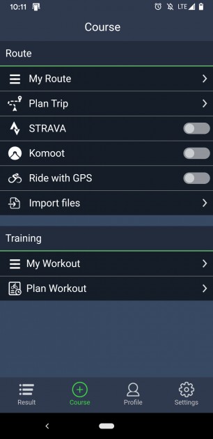 you can pull in courses from strava, komoot, and ride with gps or...