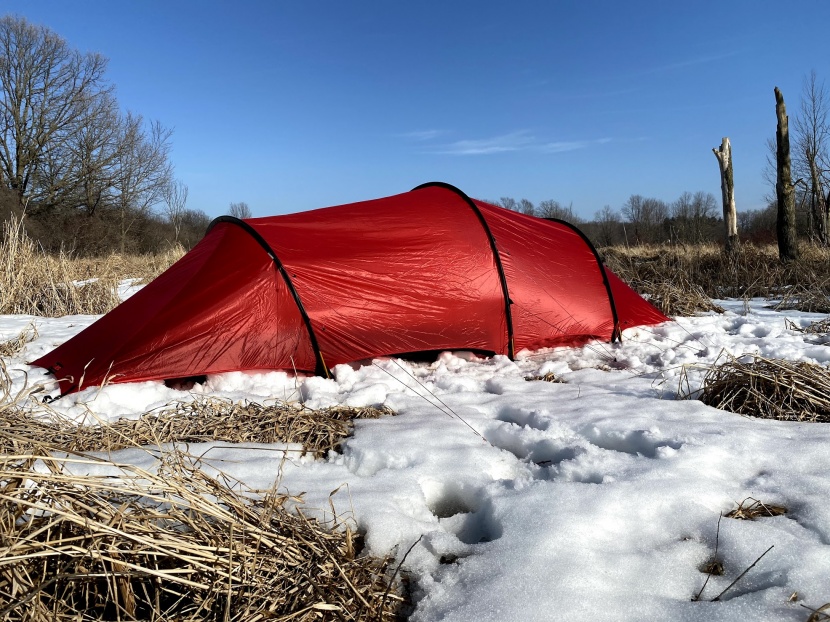 backpacking tent - this caterpillar-looking tent performs well in cold weather.