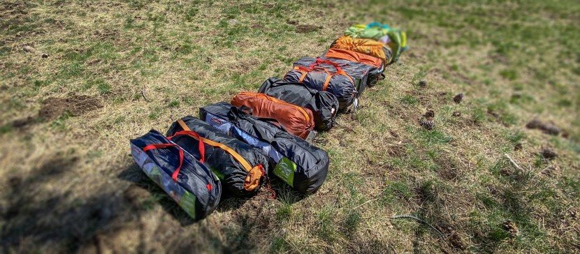 camping tent - all lined up and ready for testing!