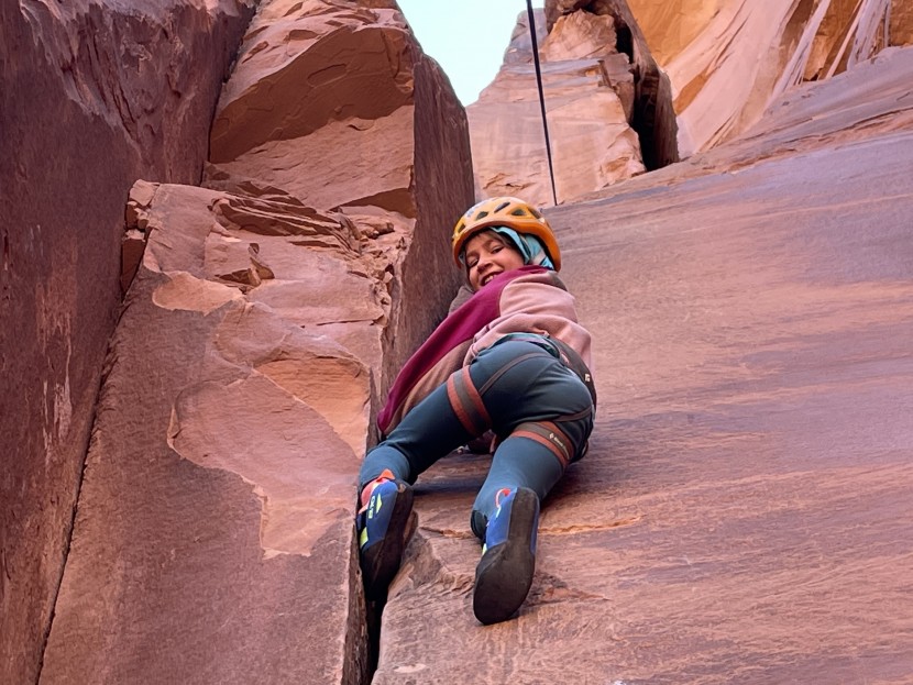 five ten kirigami - foot jamming felt comfortable and secure in this 5.9 splitter.