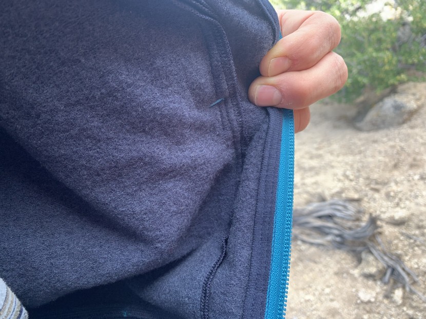smartwool merino sport fleece hybrid pullover - the brushed merino liner feels great on the skin.