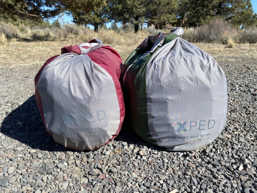 exped megamat max - packed, this mat takes nearly the same space as a two-person mattress.