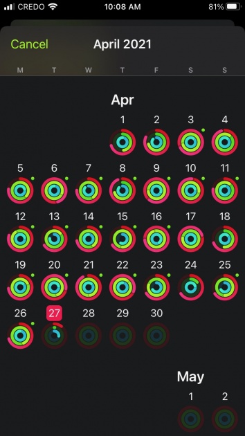 the apple fitness app saves your fitness data from every day...