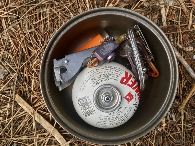 gsi outdoors pinnacle 4 season - the pinnacle plays nicely with other gear in a 1-liter pot with room...