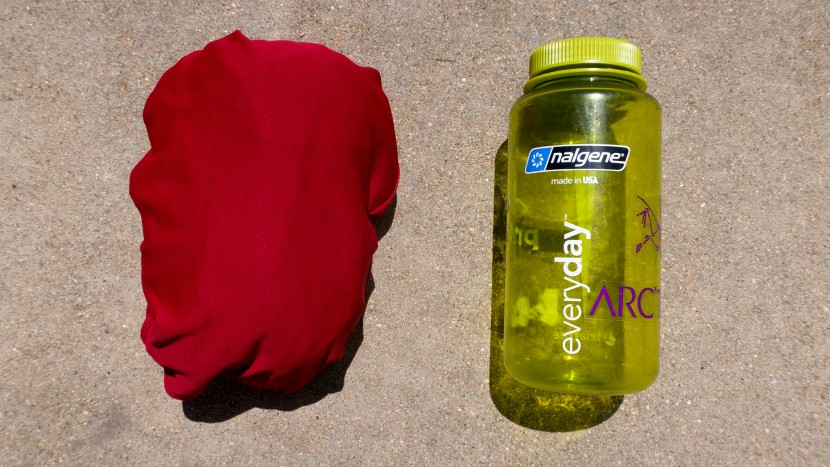 montbell cool hoodie - packed up, the montbell takes up about as much space as a nalgene...