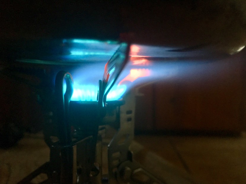 gsi outdoors pinnacle 4 season - the pinnacle vs the fan (out of frame to the left). flame (and heat)...