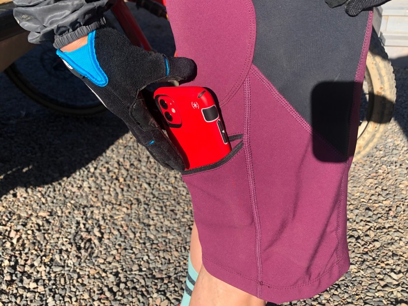 troy lee designs luxe short - the pocket on the back of the leg holds a smartphone close to the...