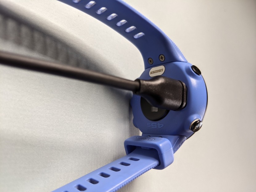 garmin forerunner 45s - a look at the battery charger. this watch takes a little longer to...